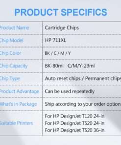 For HP 711 711XL ARC Chip Auto Reset Chip Cartridge Chip For HP DesignJet T120 T520 Printer Permanent Chips 6