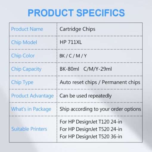 For HP 711 711XL ARC Chip Auto Reset Chip Cartridge Chip For HP DesignJet T120 T520 Printer Permanent Chips 6