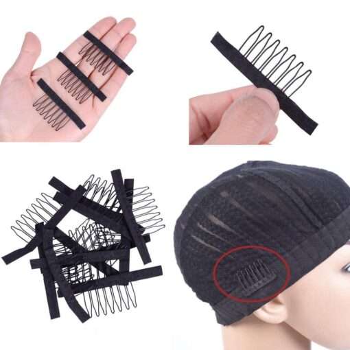 Wig comb clips 7 teeth for full lace wig cap wig accessories cloth wig clips black color