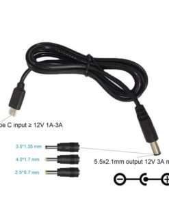 4in1 36W USB C Type C PD to 12V 2.5/3.5/4.0/5.5mm Conveter Adapter Cable Cable for Wifi Router LED Light CCTV Camera DVR Fan