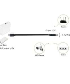 4in1 36W USB C Type C PD to 12V 2.5/3.5/4.0/5.5mm Conveter Adapter Cable Cable for Wifi Router LED Light CCTV Camera DVR Fan 5