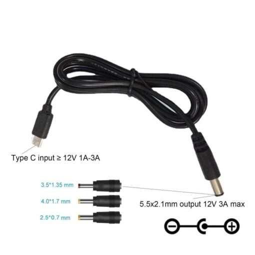 4in1 36W USB C Type C PD to 12V 2.5/3.5/4.0/5.5mm Conveter Adapter Cable Cable for Wifi Router LED Light CCTV Camera DVR Fan