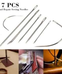 Heavy Duty Hand Sewing Needles Kit – 7 Piece set of Curved and straight needles 5