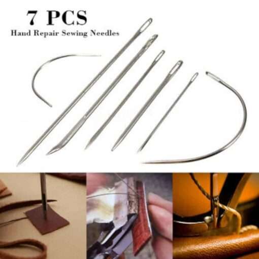 Heavy Duty Hand Sewing Needles Kit – 7 Piece set of Curved and straight needles 5