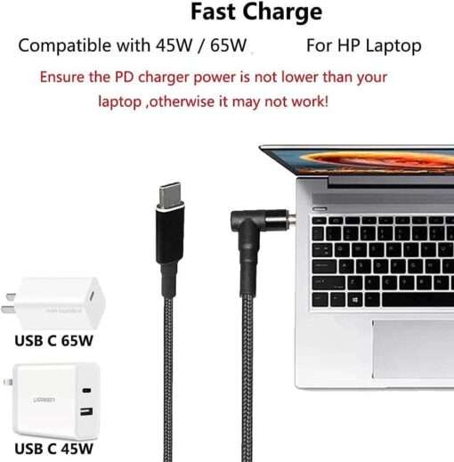 Cable Adapter Male Type C to DC Converter USB C to 4.5 x 3.0mm Laptop Charging  65W PD Power Charger cable for Dell HP - Image 4