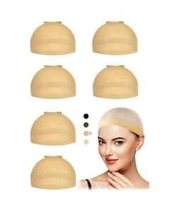 Wig Caps, 6pcs Light Brown Stocking Wig Caps Polyester Stretchy Wig Caps for Women 2