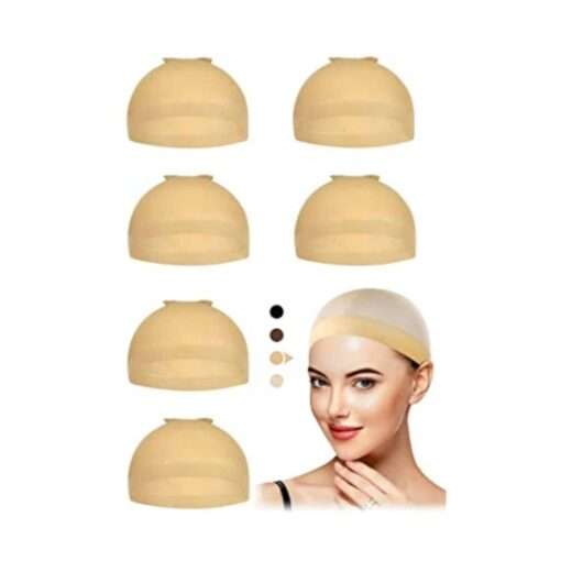 Wig Caps, 6pcs Light Brown Stocking Wig Caps Polyester Stretchy Wig Caps for Women 2