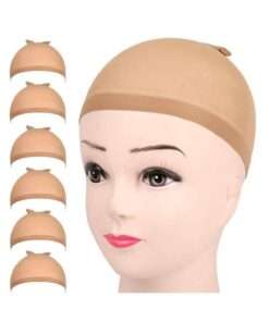 Wig Caps, 6pcs Light Brown Stocking Wig Caps Polyester Stretchy Wig Caps for Women